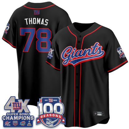 NYG 4X Champs & 100 Anniversary Vapor Baseball Jersey - Stitched