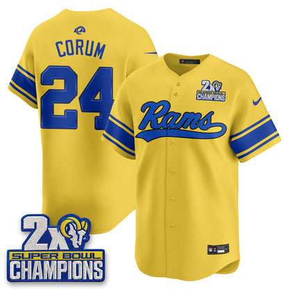 LAR 2X Champs Fearsome White Baseball Vapor Jersey - Stitched