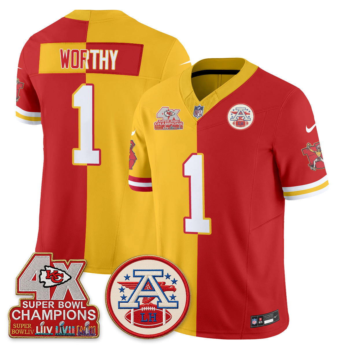 KC Throwback Split Vapor Jersey - Stitched