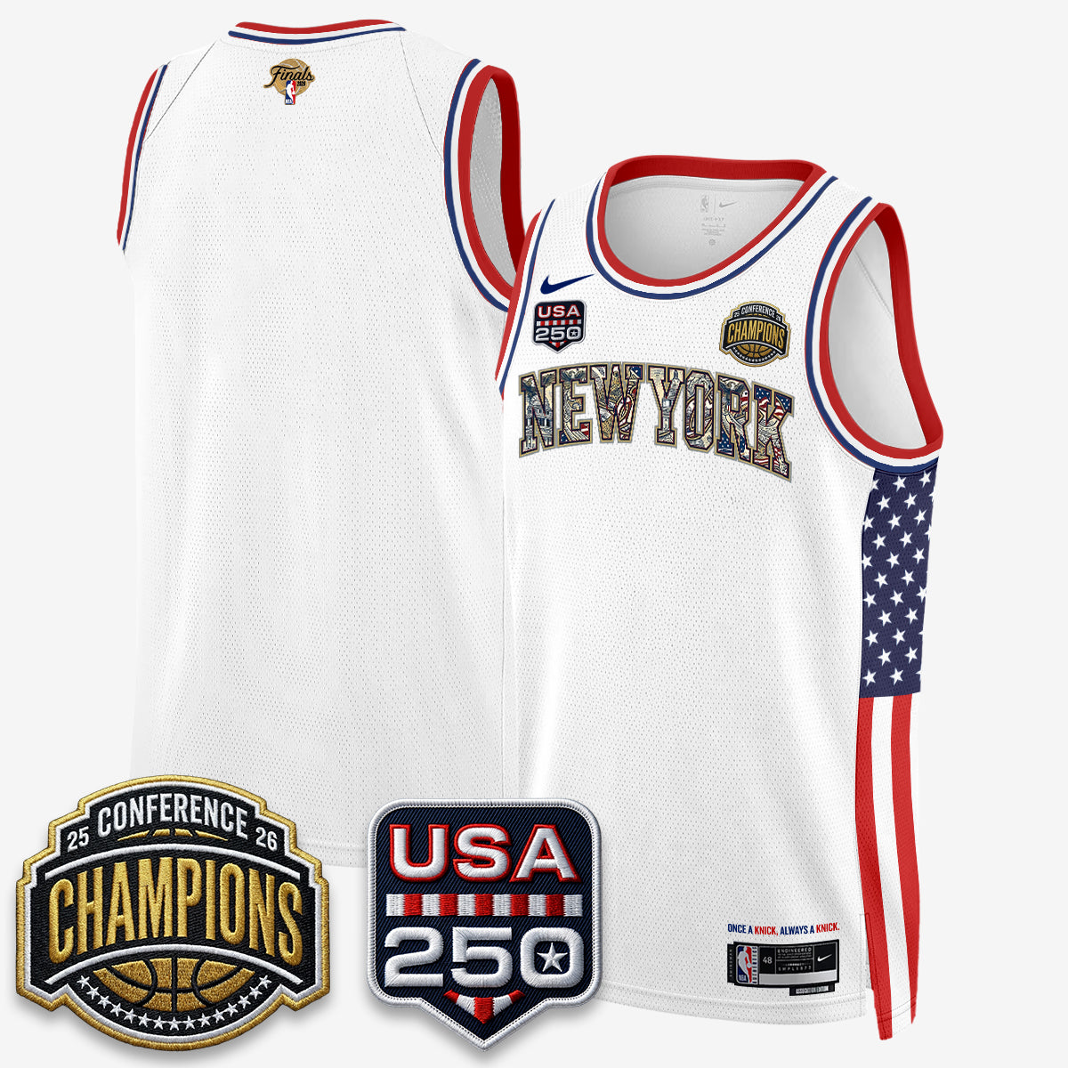 NYK 2026 NBA Eastern Conference Champions x Fourth of July Vapor Jersey - Stitched