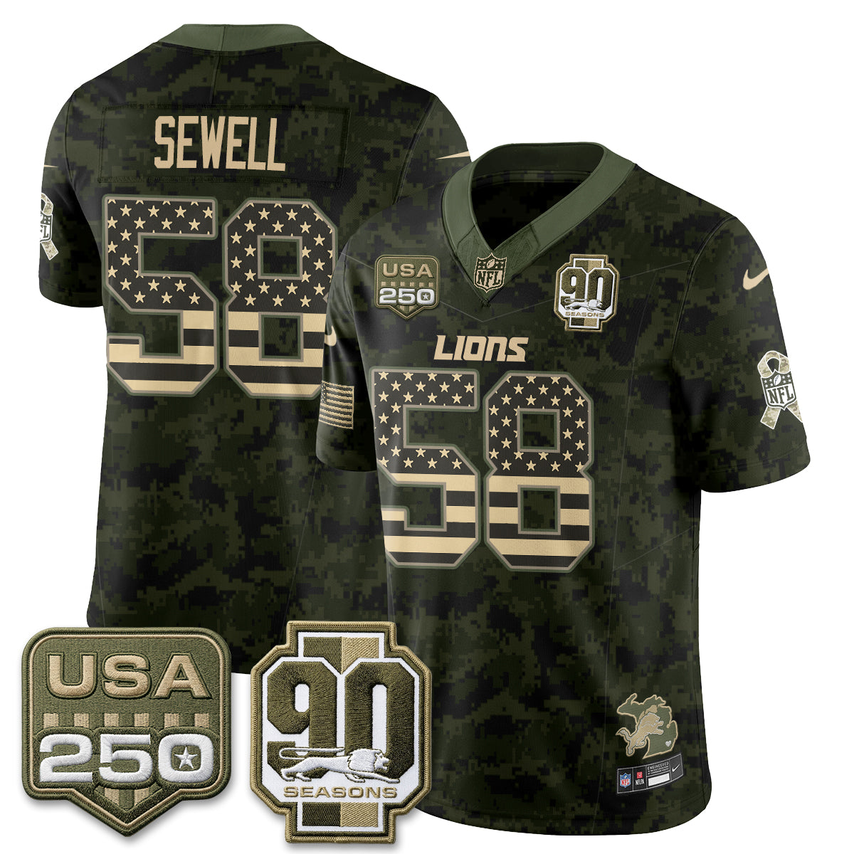 DET 2026 Salute to Service Vapor Jersey - Stitched