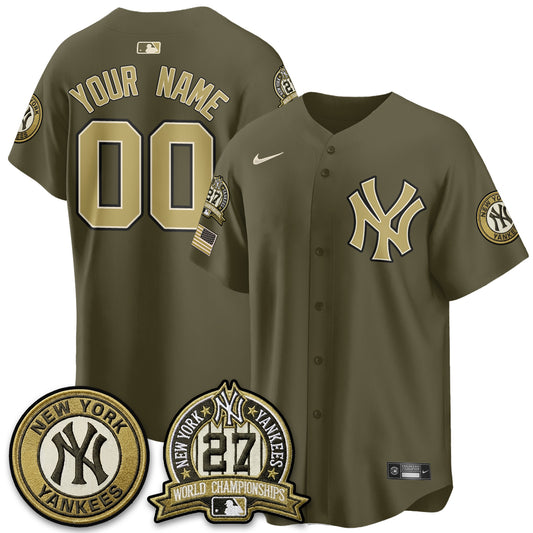 NYY New Era Olive 2026 Armed Forces Day Custom Jersey -All Stitched