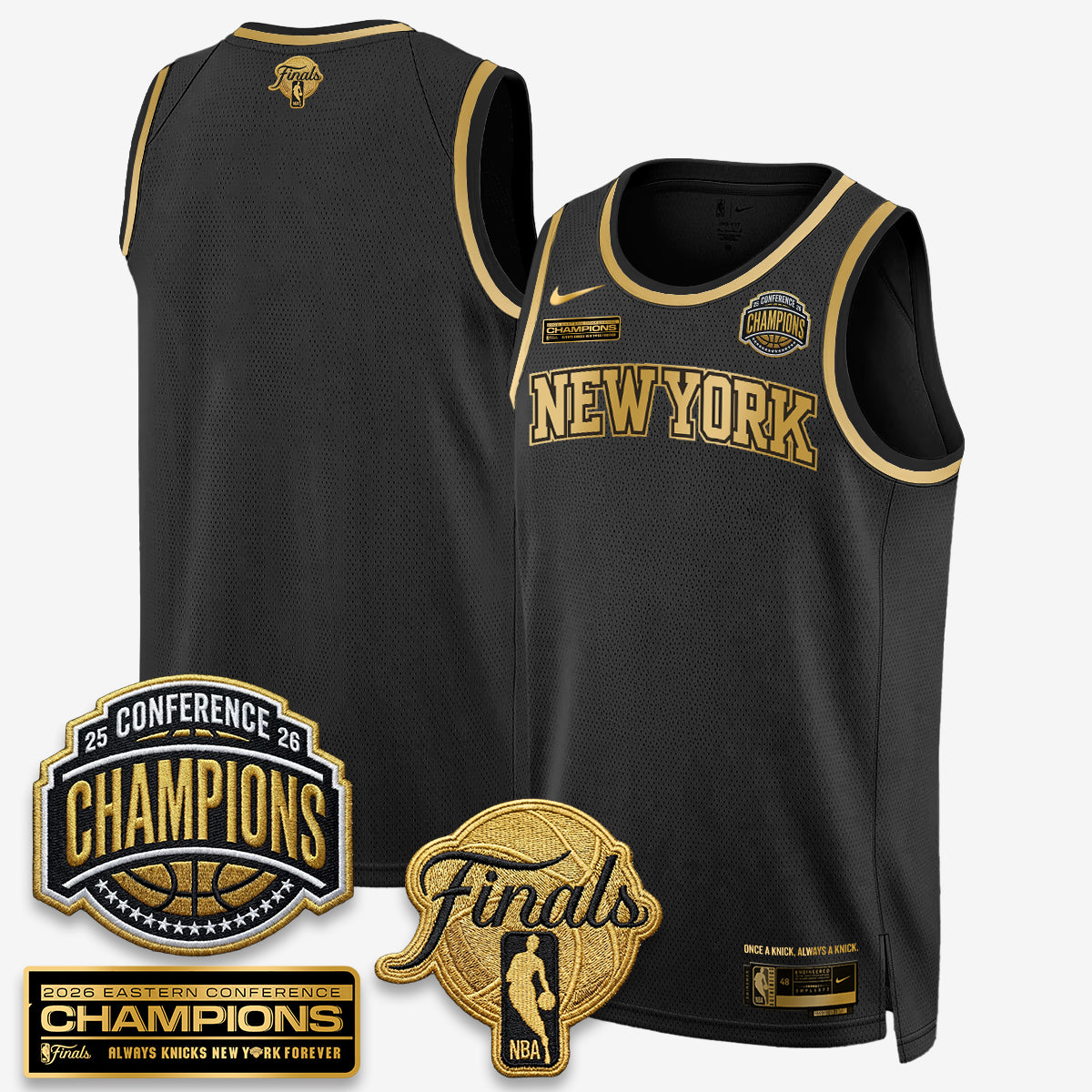 NYK 2026 NBA Eastern Conference Champions White Gold Edition Jersey - Stitched