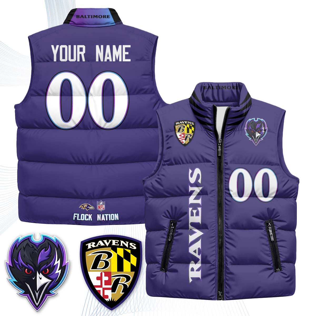 BAL "The Flock" Custom Puffer Vest - Printed