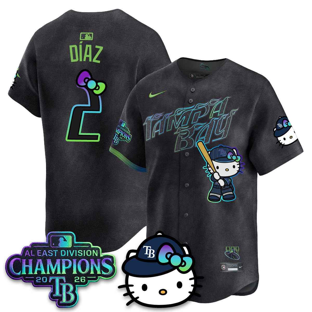 TB x Meow KT 2026 AL East Champs Vapor Jersey - Stitched