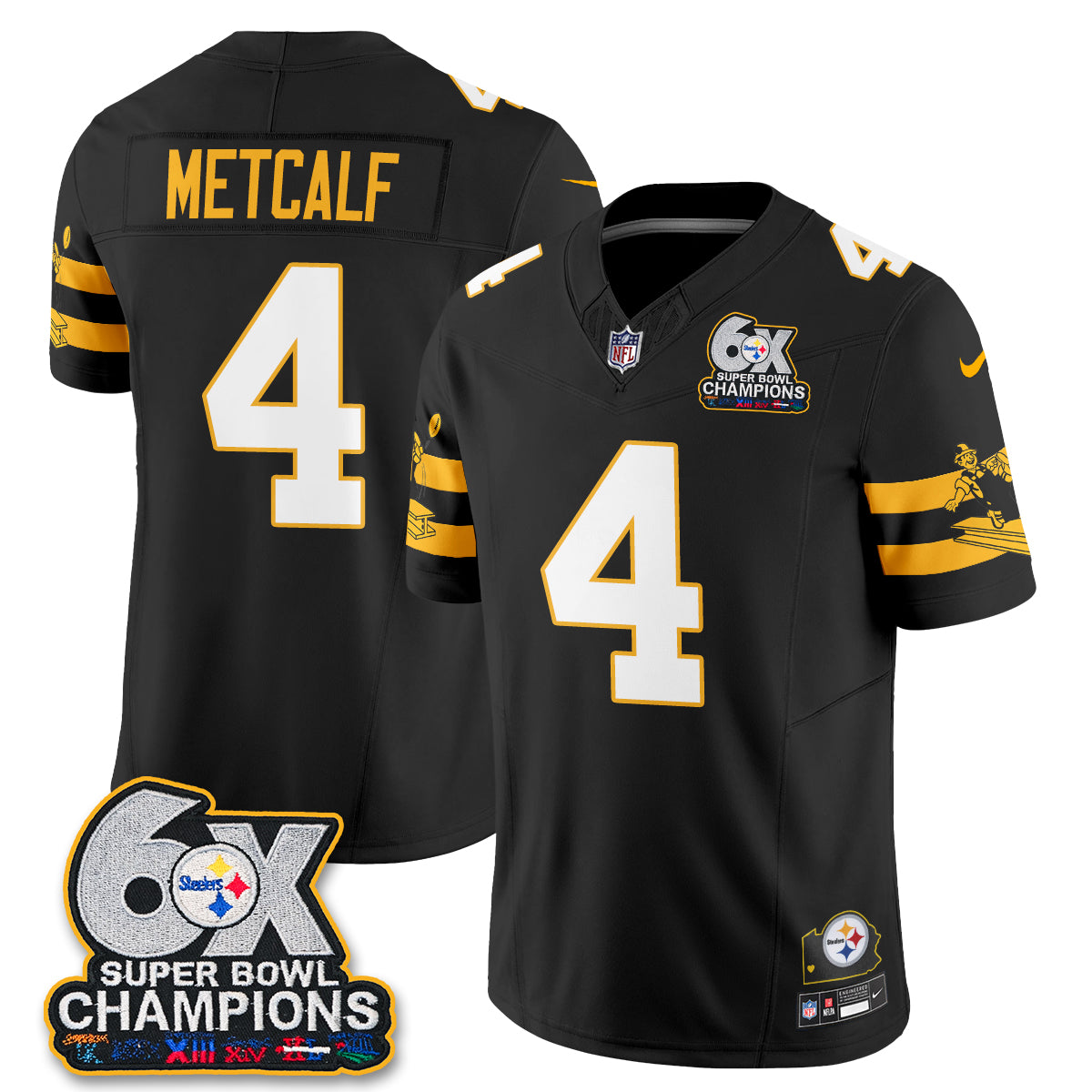 Pittsburgh Steelers 6X Champs Throwback V2 Vapor Jersey - Stitched