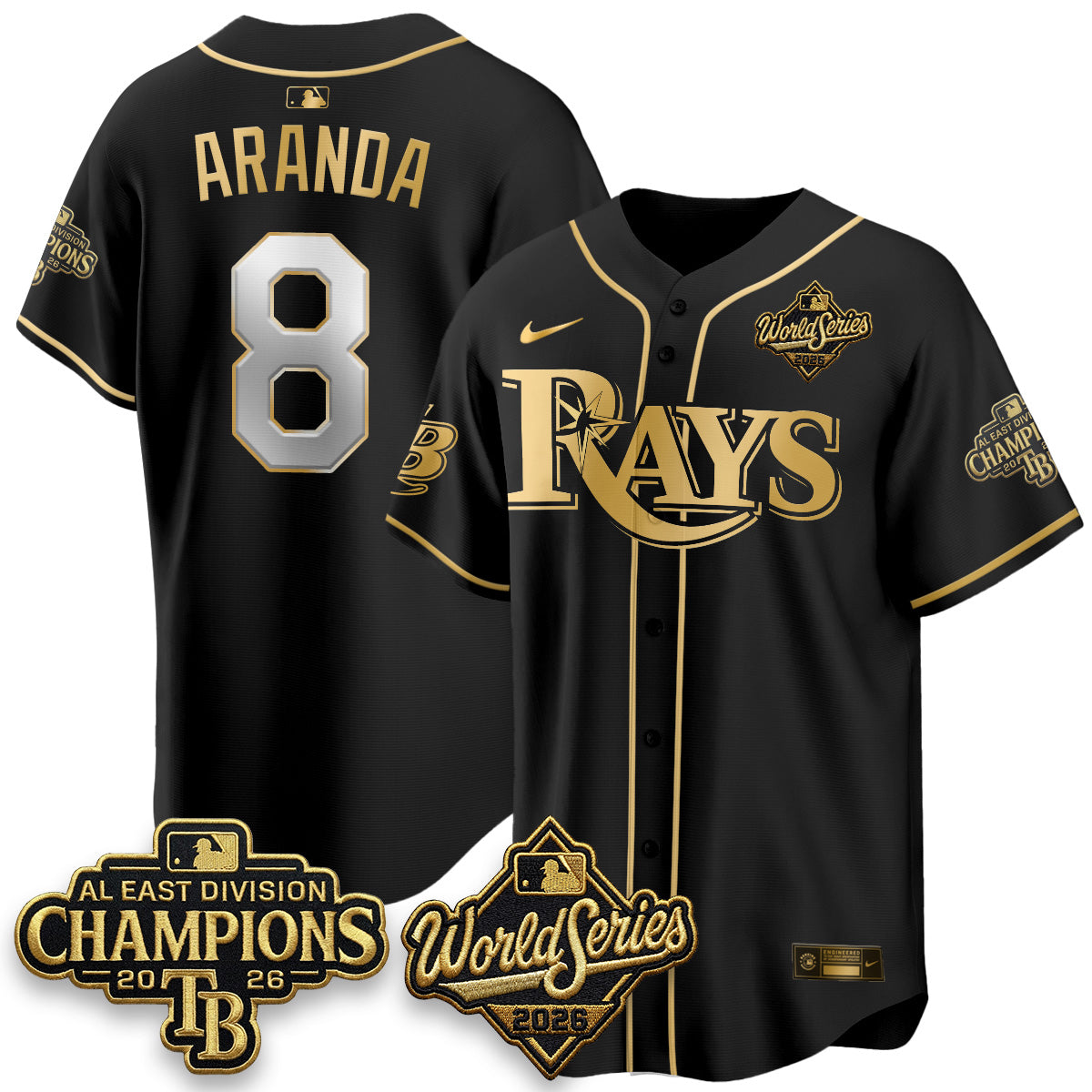 TB 2026 AL Champions Black Gold Edition Vapor Jersey - Stitched (V3)