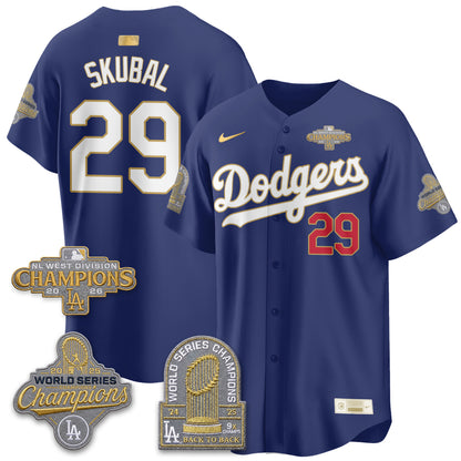 Los Angeles Dodgers 2026 NL West Champs Black Gold Vapor Jersey- Stitched