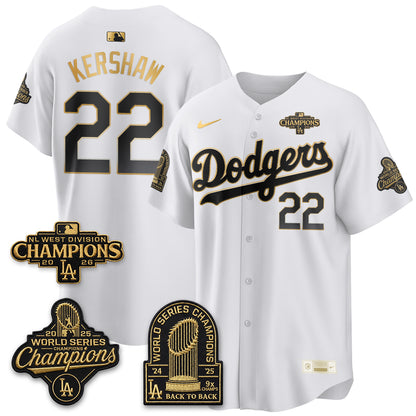 Los Angeles Dodgers 2026 NL West Champs Black Gold Vapor Jersey- Stitched