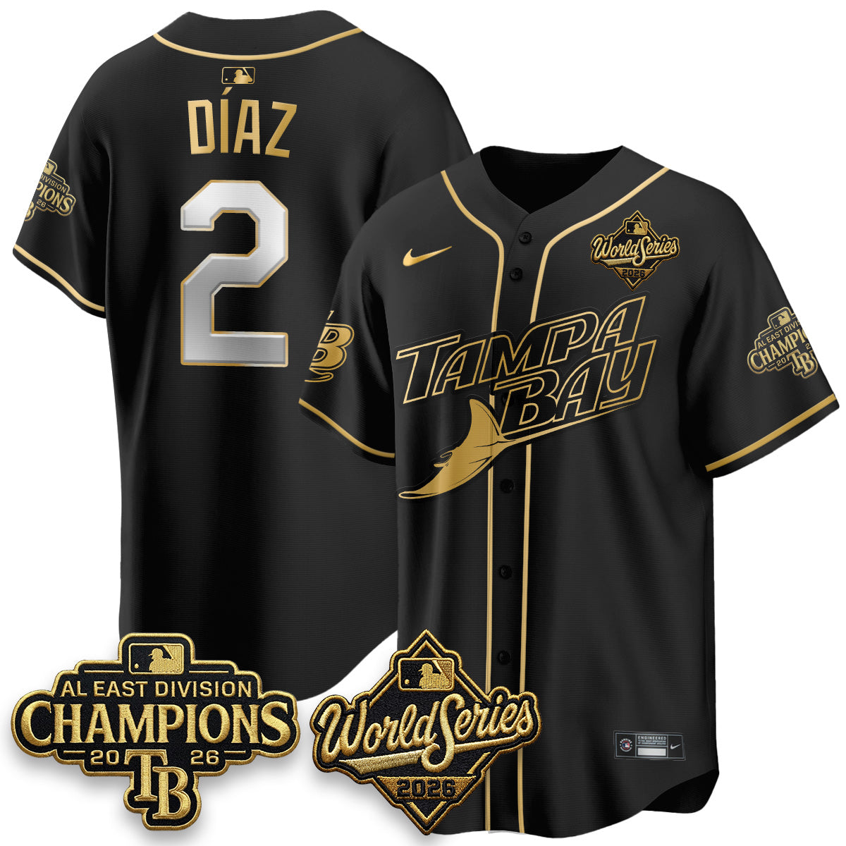 TB 2026 AL Champions Black Gold Edition Vapor Jersey - Stitched (V3)