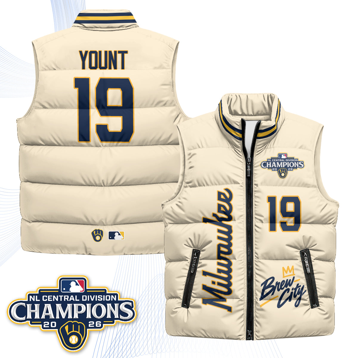 Milwaukee Brewers "Brew City" Puffer Vest V2 - Printed