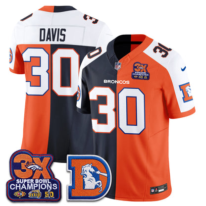 Denver Broncos Throwback Split Vapor Jersey - Stitched