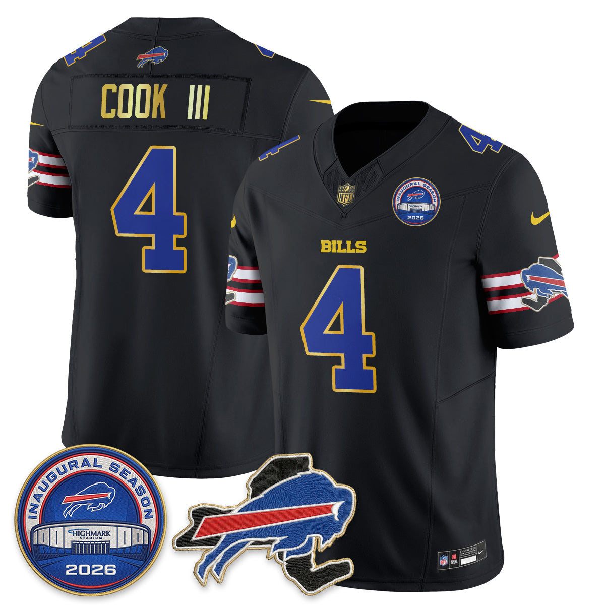 BUF 2026 Royal Gold Trim Edition Vapor Jersey - Stitched