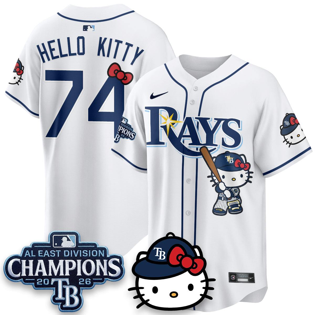 TB x Meow KT 2026 AL East Champs Vapor Jersey - Stitched