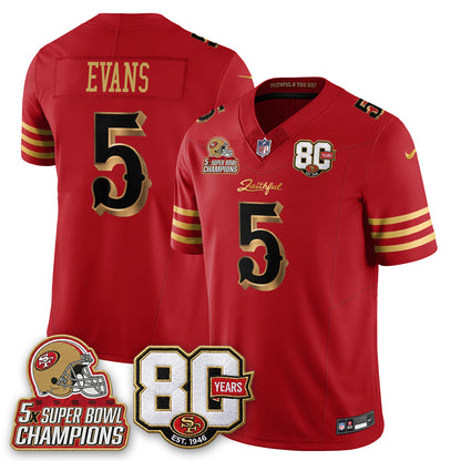 SF 80 Years & 5X Champs Rivalries Vapor Jersey - Stitched