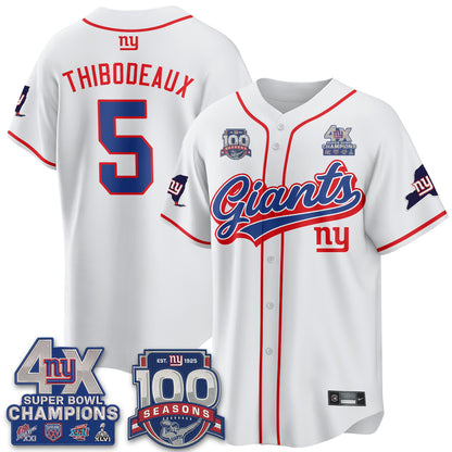 NYG 4X Champs & 100 Anniversary Vapor Baseball Jersey V2- Stitched