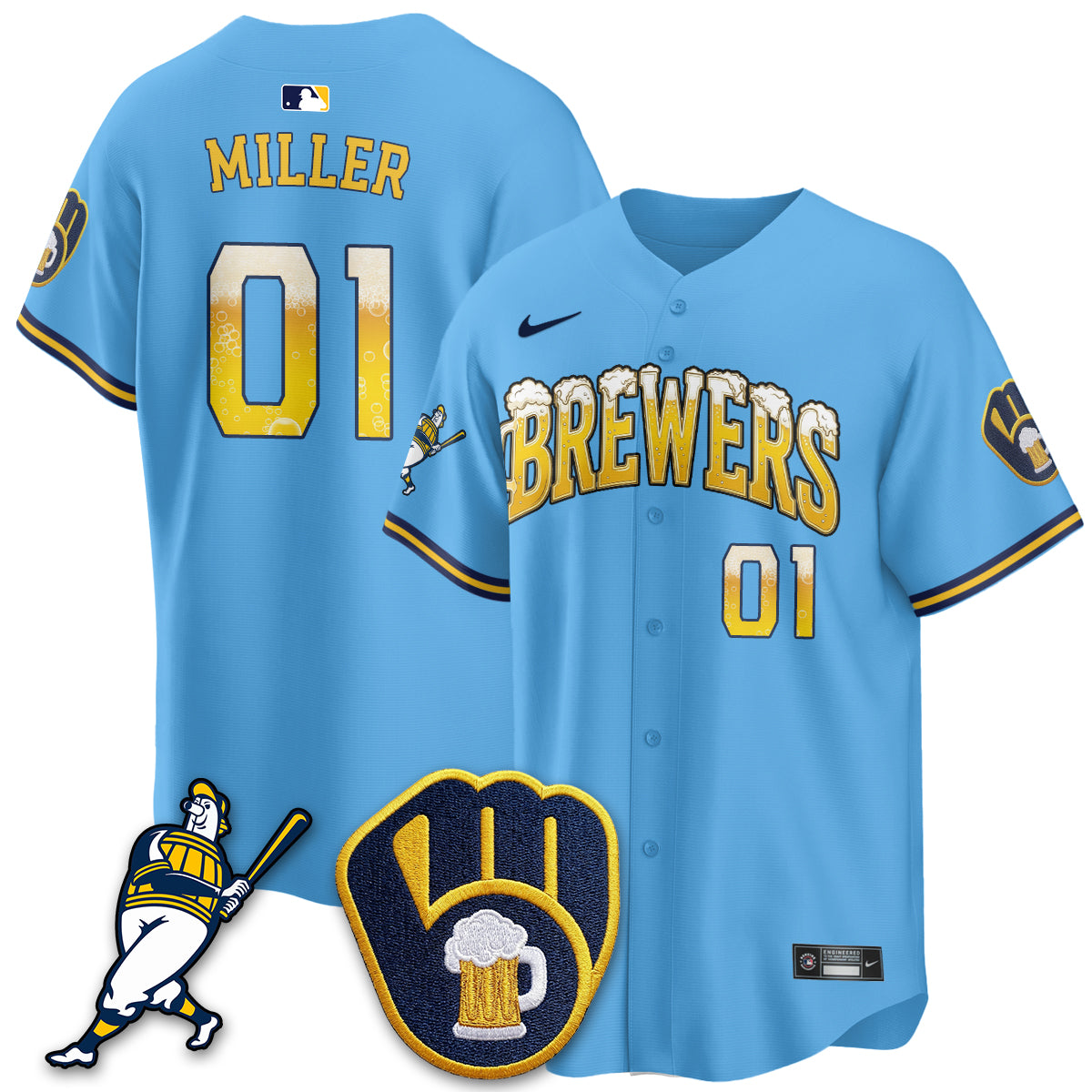 Milwaukee Brewers "Pitcher & Pint" Edition Vapor Limited Jersey - Stitched