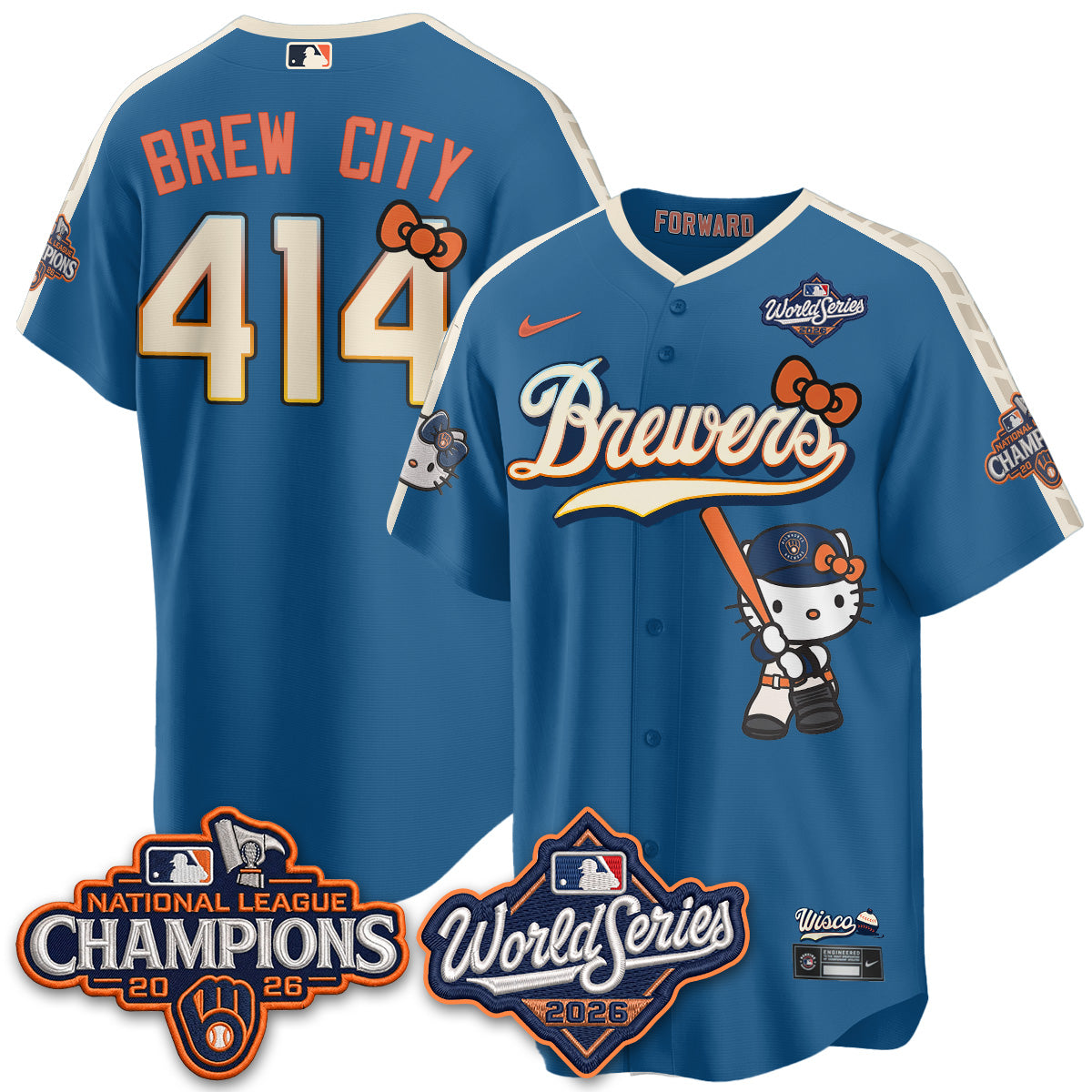 Milwaukee Brewers 2026 NL Champions x Meow KT Vapor Jersey - Stitched