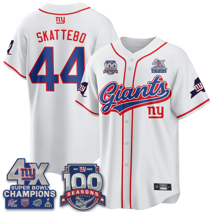 NYG 4X Champs & 100 Anniversary Vapor Baseball Jersey V2- Stitched