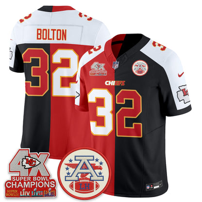 Kansas City Chiefs 4X Champs Patch Split Edition Vapor Jersey - Stitched
