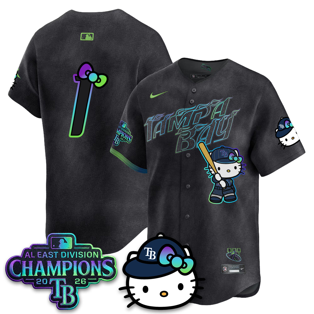 TB x Meow KT 2026 AL East Champs Vapor Jersey - Stitched