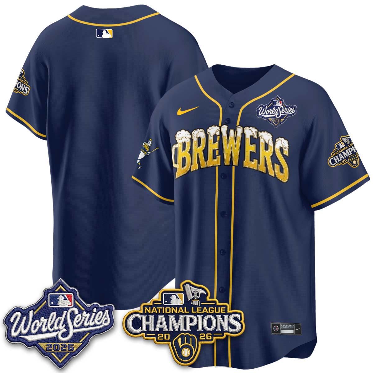 Milwaukee Brewers "Pitcher & Pint" 2026 NL Champions Vapor Jersey - Stitched