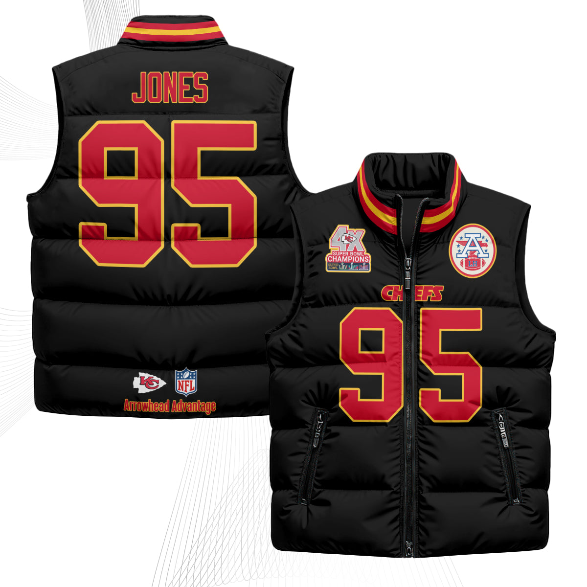 KC 4X Champs Gold Edition Puffer Vest - Printed