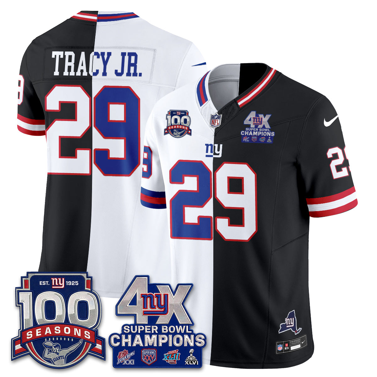 New York Giants 4X SBowl Split Edition Vapor Jersey - Stitched