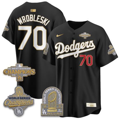 Los Angeles Dodgers 2026 NL West Champs Black Gold Vapor Jersey- Stitched