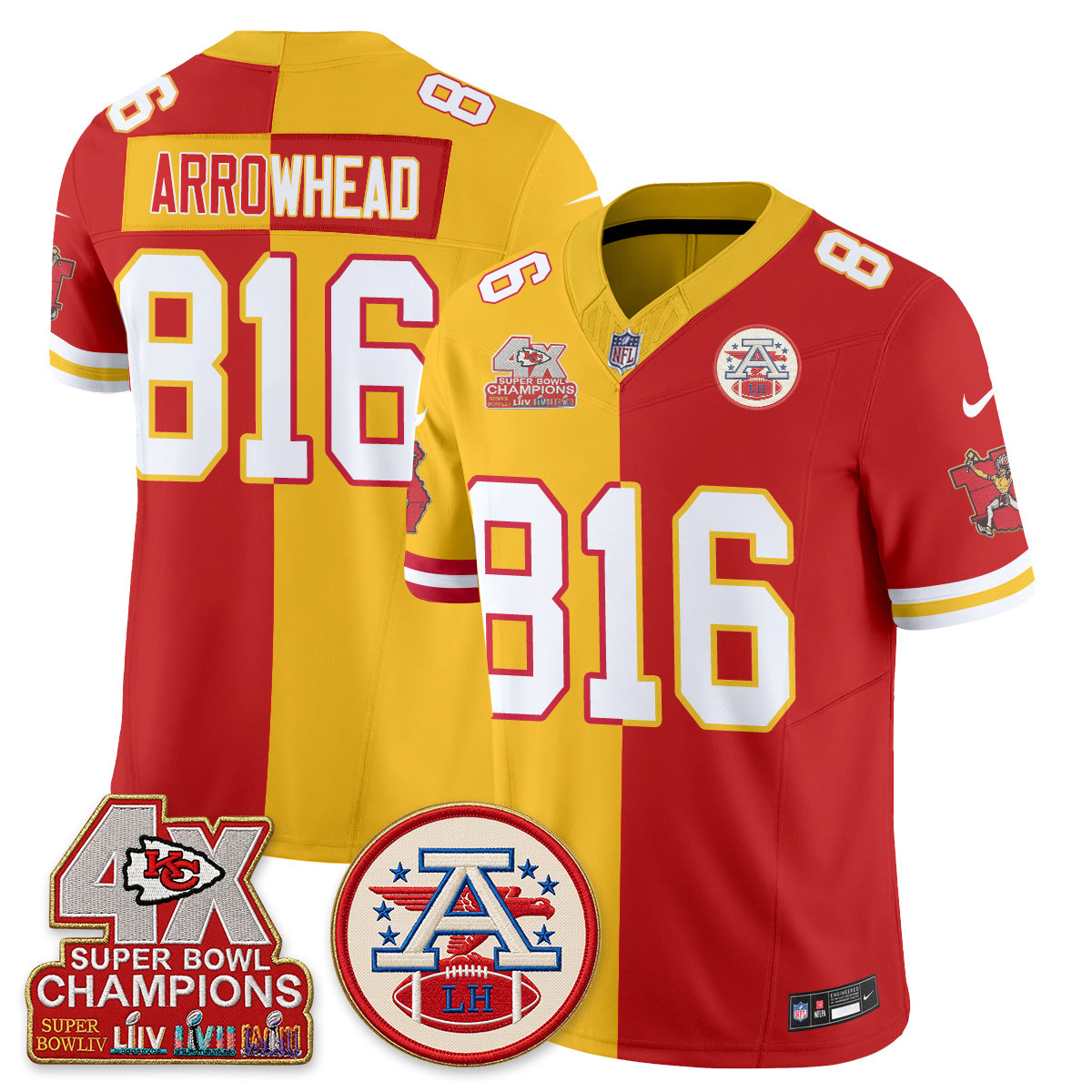KC Throwback Split Vapor Jersey - Stitched