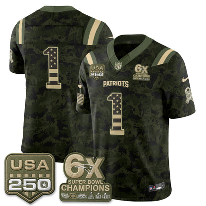 New England Patriots 2026 Salute to Service Edition Vapor Jersey - Stitched