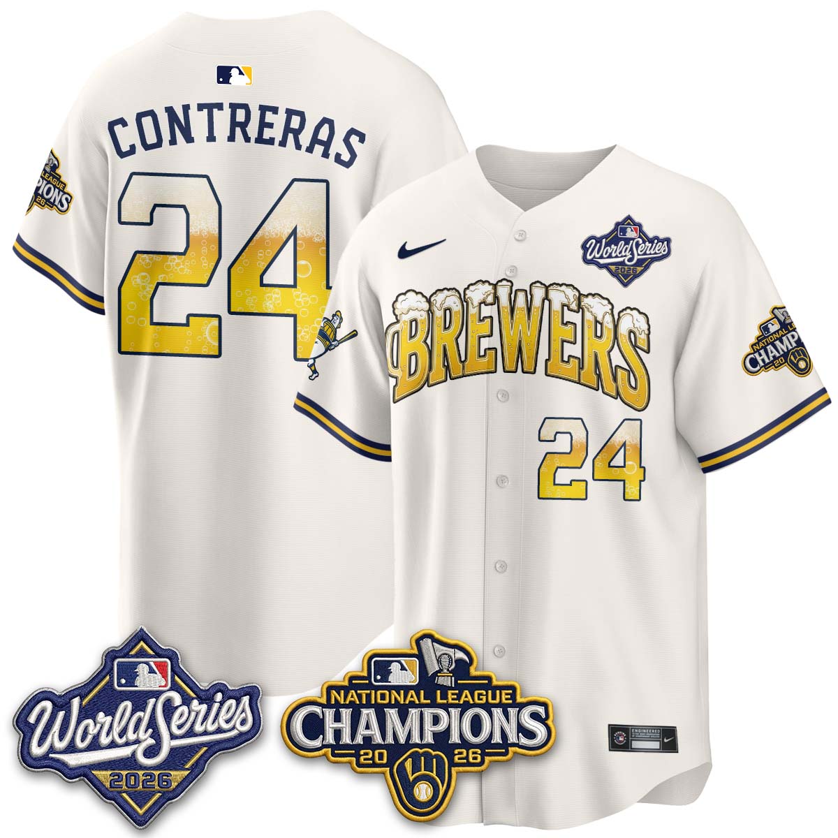 Milwaukee Brewers "Pitcher & Pint" 2026 NL Champions Vapor Jersey - Stitched