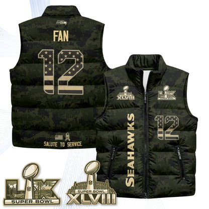Seattle Seahawks 2026 Salute to Service Puffer Vest - Printed