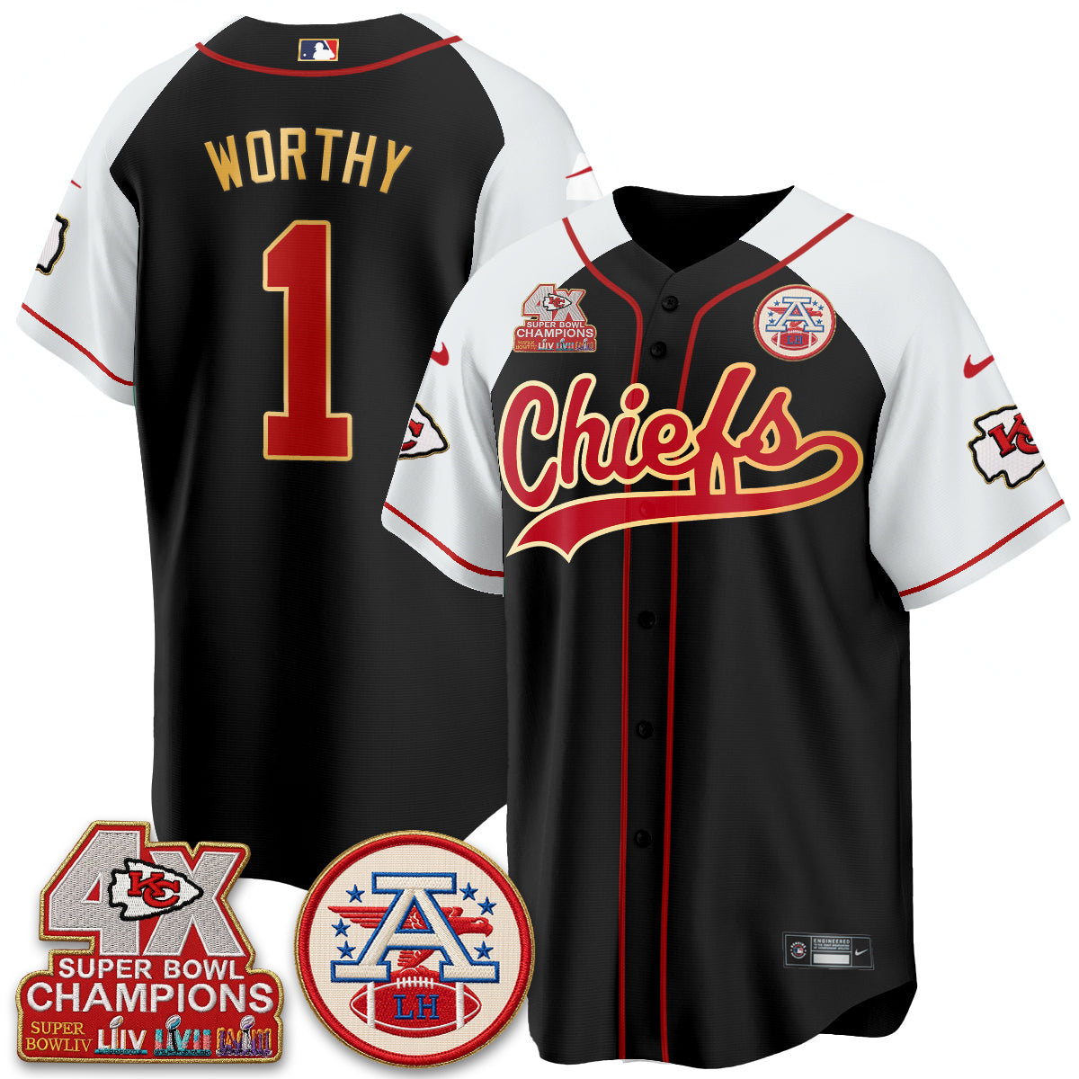 KC 4X Champs Gold Trim Edition Vapor Baseball Jersey - Stitched
