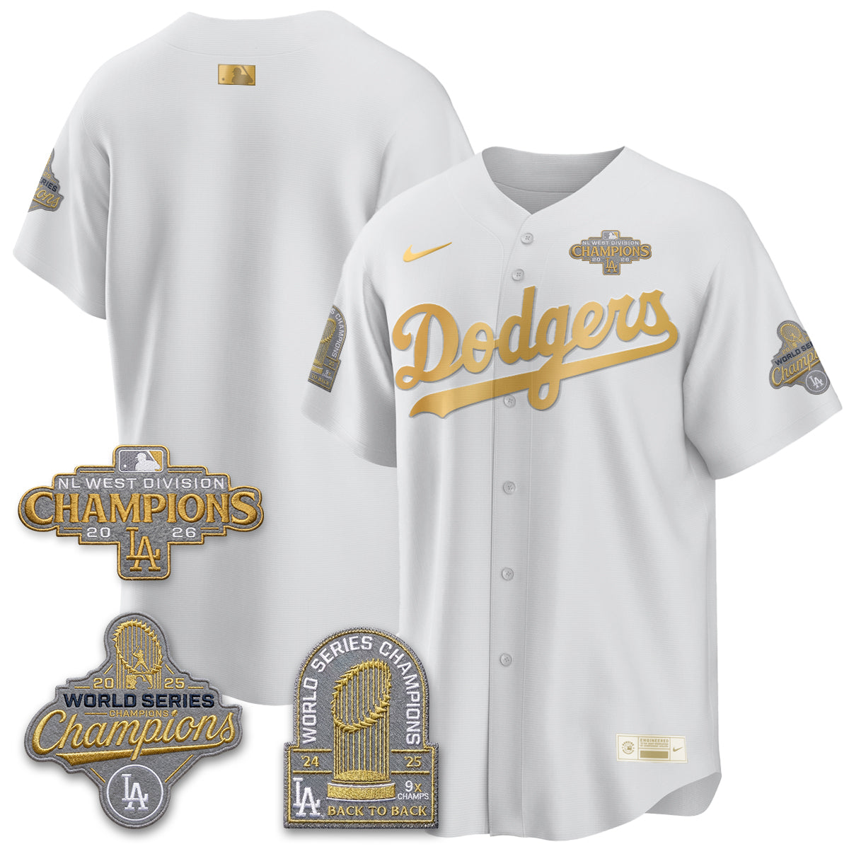 Los Angeles Dodgers 2026 NL West Champs Black Gold Vapor Jersey- Stitched