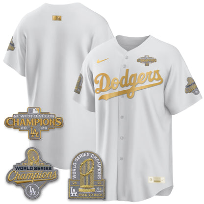 Los Angeles Dodgers 2026 NL West Champs Black Gold Vapor Jersey- Stitched