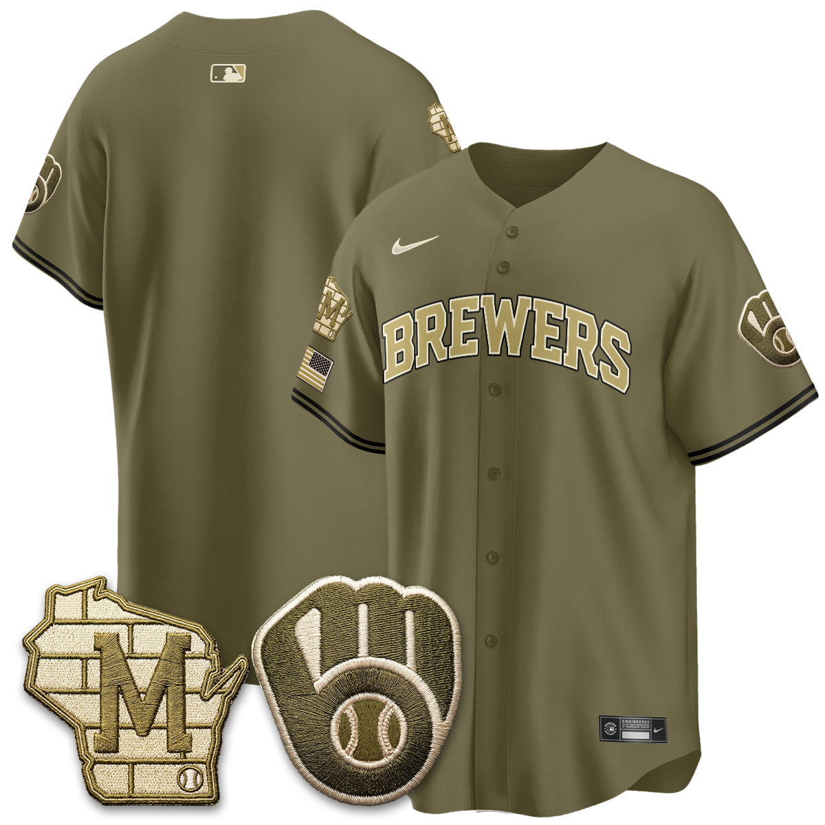 MIL New Era Olive 2026 Armed Forces Day Jersey - All Stitched