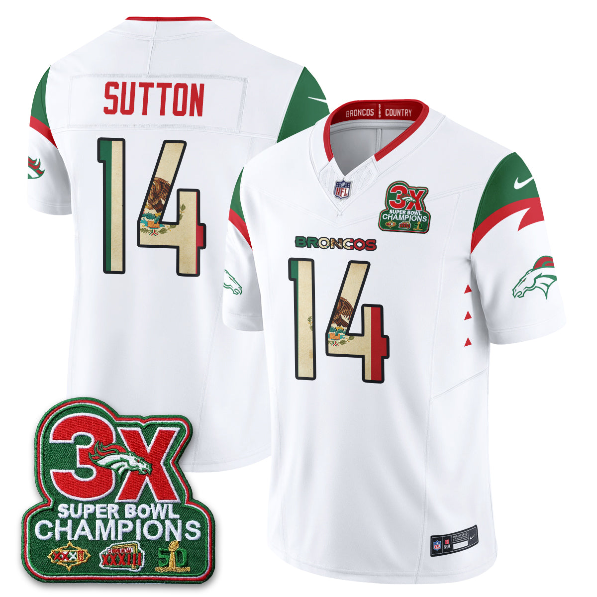 DEN 3X Champs Mexico Edition Vapor Jersey - Stitched