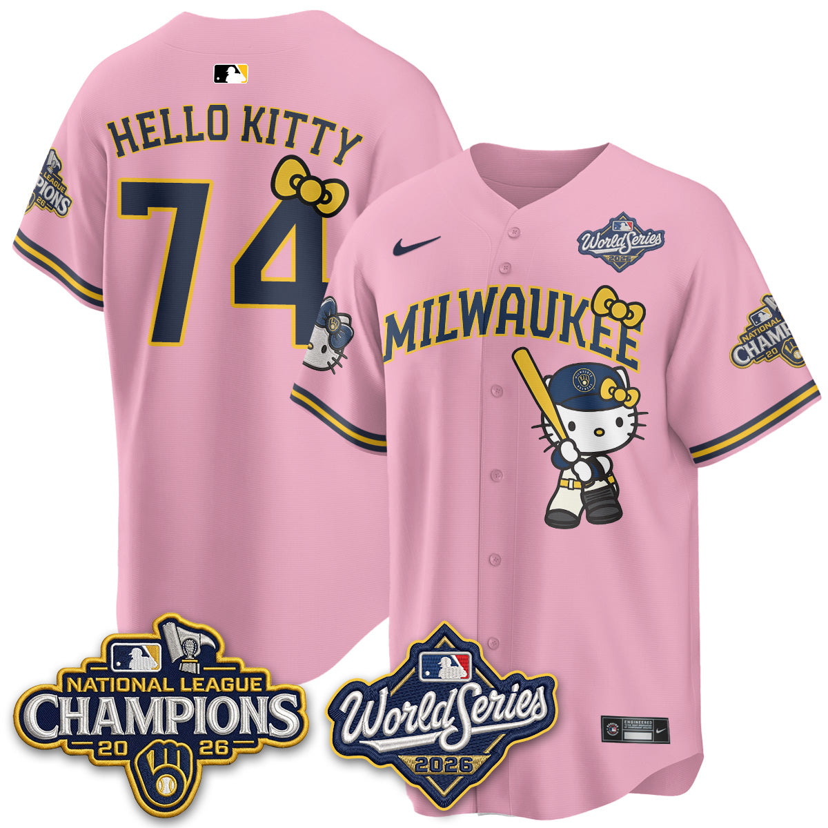 Milwaukee Brewers 2026 NL Champions x Meow KT Vapor Jersey - Stitched
