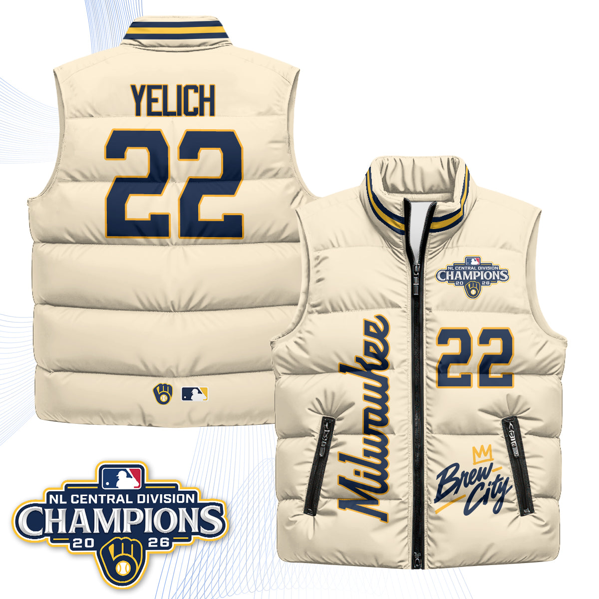 Milwaukee Brewers "Brew City" Puffer Vest V2 - Printed