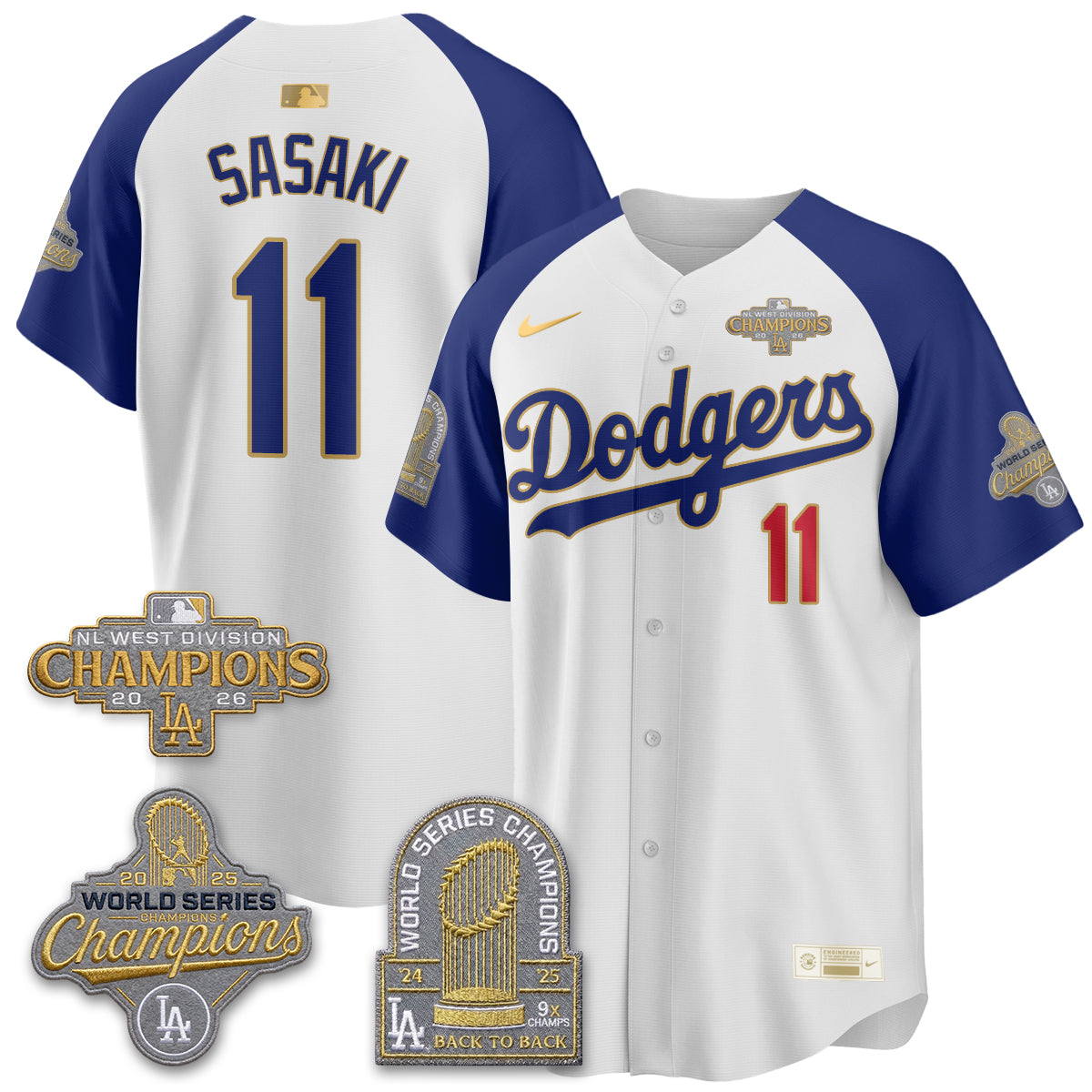 Los Angeles Dodgers 2026 NL West Champs Black Gold Vapor Jersey- Stitched