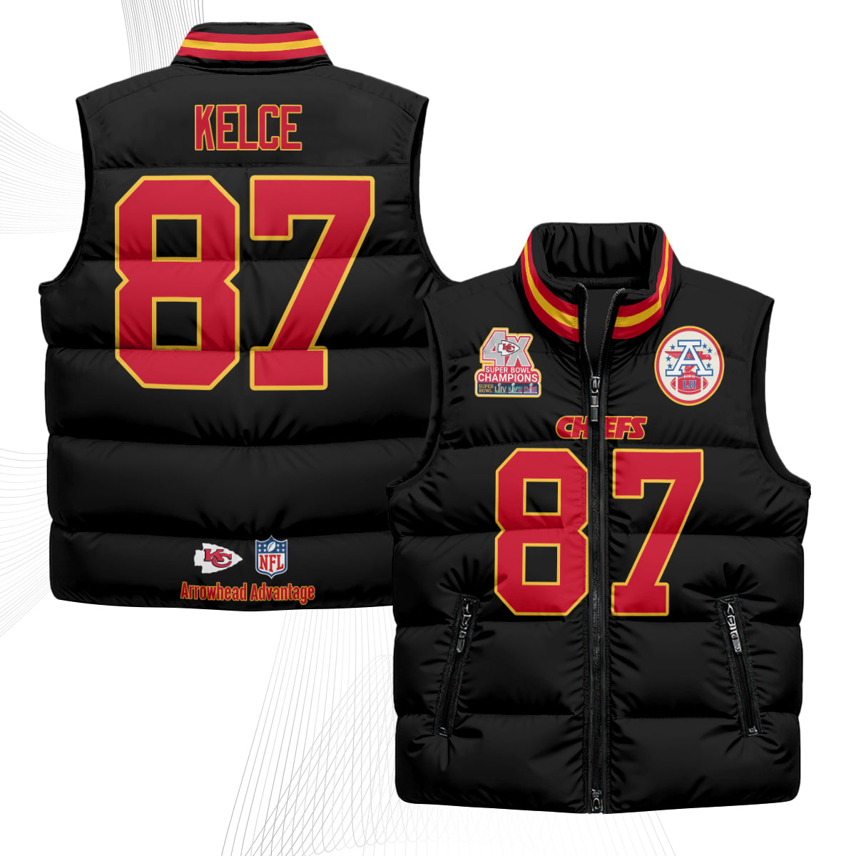 KC 4X Champs Gold Edition Puffer Vest - Printed