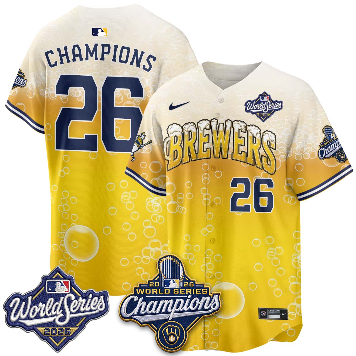 MIL "Pitcher & Pint" 2026 WS Champions Vapor Jersey - Stitched (#32 Tiktok)