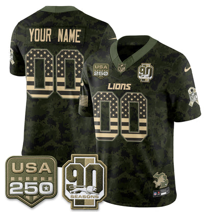 DET 2026 Salute to Service Vapor Custom Jersey - Stitched