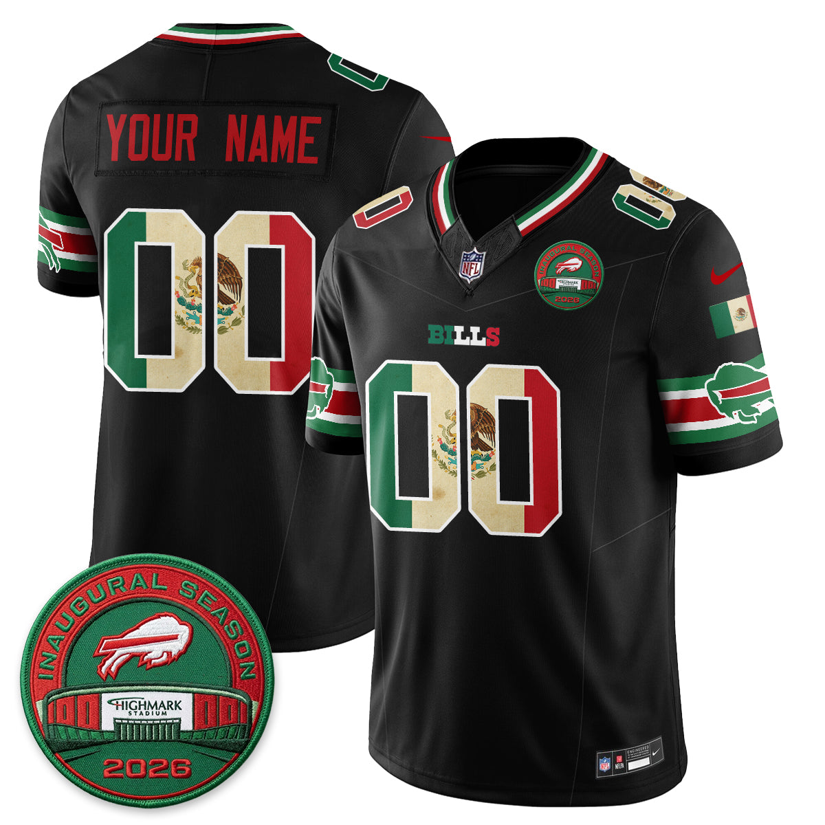 Buffalo Bills Mexico Edition Vapor Custom Jersey - Stitched