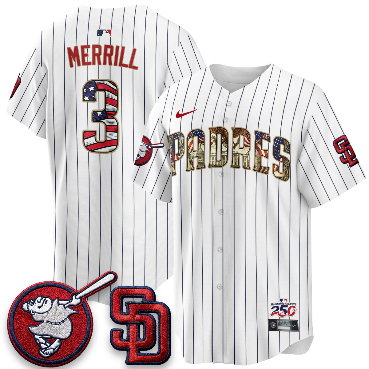 San Diego Padres 2026 Independence Day USA Vapor Limited Jersey - Stitched