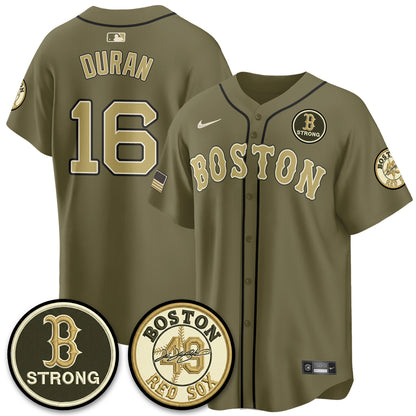BOS New Era Olive 2026 Armed Forces Day Jersey - All Stitched