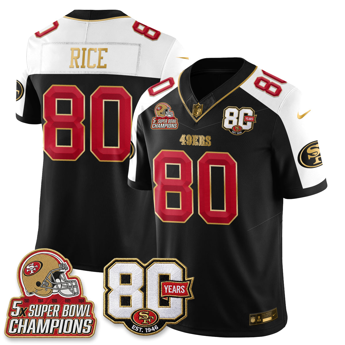 SF 80 Years & 5X Champs Vapor Jersey - Stitched