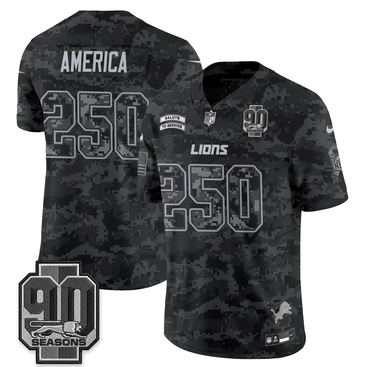 Detroit Lions 2026 Salute to Service Vapor Jersey V2- Stitched