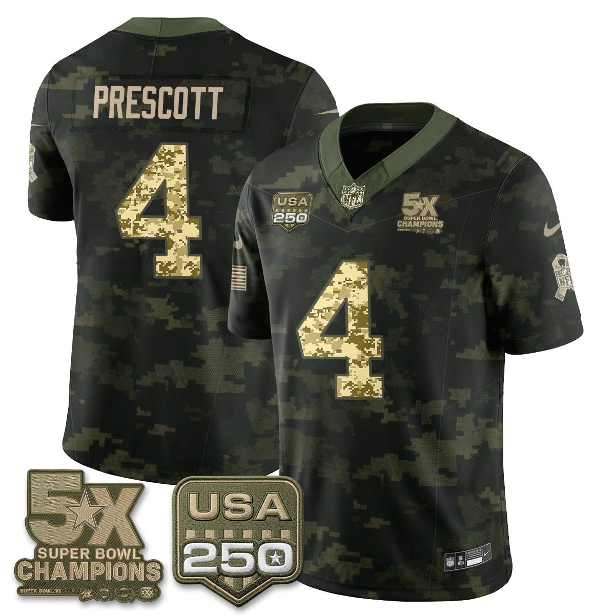 DAL 2026 Salute to Service Edition Vapor Jersey V2- Stitched